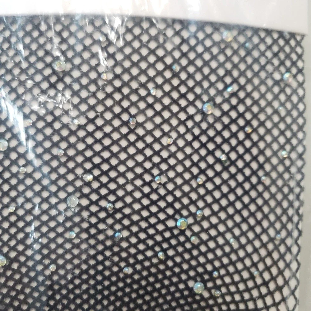 Urban Outfitters Fishnet Tights Women S/M Black Gem Rhinestone Sparkle New Party